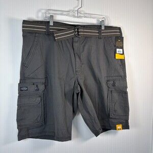 LEE NEW Cargo Shorts Mens 42 Waist Dark Gray Pockets D-Ring Belt 11.5" inseam